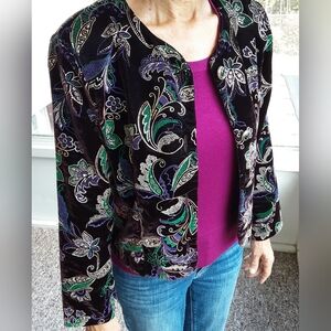 Tres Paquette Blazer, Byer California Black Velvet Paisly Blazer, Size S